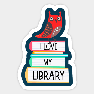 I Love My Library Cute Owl Book Lovers Sticker